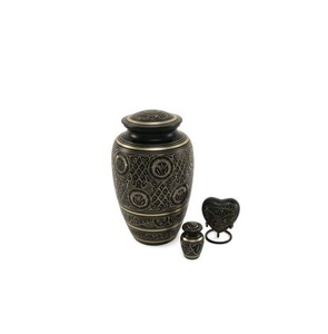 Gracefully Designed Brass Cremation Urns With Detailed Floral Motifs and Polished Textures for Elegant Storage - Product Image 1