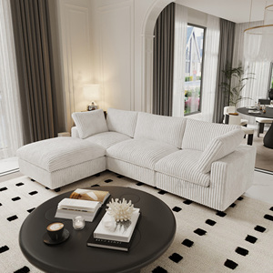 Canapé modulaire en forme de L HC HCT09, revêtement en chenille, mousse haute densité, sectionnel moderne, garantie 5 ans, pour salon - Vente directe usine - Product Image 4