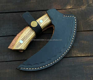 Damascus Knife Traditional Full Tang Multi-Purpose Pizza Cutter <b>axe</b> Meat <b>Chopping</b> Utility Pizza Cutter Knife <b>axe</b> Leather Sheath - Product Image 1