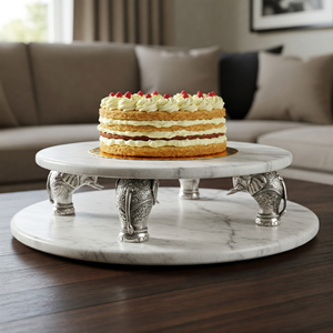 Support à dessert de luxe en argent et en marbre Plateau de service de fête robuste Décoration pour la maison et les événements Fournisseur et fabricant vérifié - Product Image 4