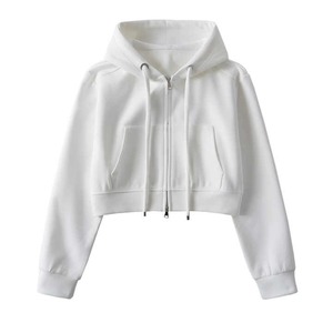 Sudadera corta con logotipo personalizado para mujer, pulóver, sudaderas con capucha para gimnasio - Product Image 1