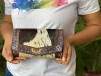 Dompet ukiran tote tangan kopling kulit bulu sapi Multi guna Clutch Bergaya desainer baru kulit Barat untuk wanita