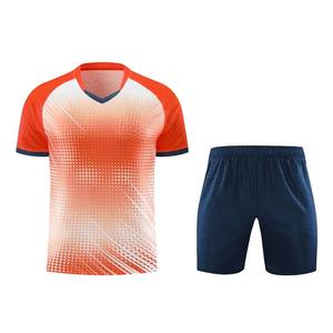 Ensemble de maillot de football à manches courtes pour hommes de haute qualité, uniforme de football pour adultes, maillot de football bleu pour garçon, nom personnalisé, numéro DIY - Product Image 3