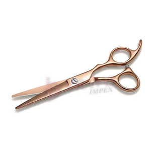Ciseaux à cheveux en or rose, ciseaux à cheveux avec poignée inclinée, design professionnel pour salon de coiffure - Product Image 1