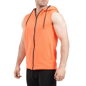 Sudadera sin Mangas para Hombre, para Gimnasio, con Bordado, 100% Algodón, con Cierre, Secado Rápido y Transpirable - Product Image 1