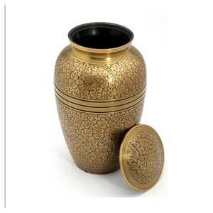 Urna de cremación de aluminio blanco Urna funeraria hecha a mano para cenizas Diseño de flores de alta calidad - Product Image 3