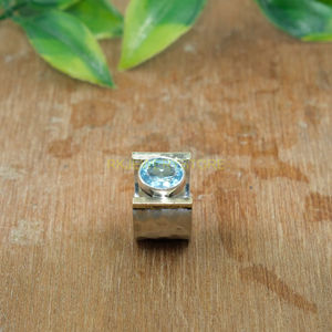 แหวนบลูโทแพซเงินแท้ 925 |   แหวนทองเหลืองประดับพลอยสีน้ำเงิน |   เครื่องประดับอัญมณี |   ของขวัญคริสต์มาสสำหรับเธอ | - Product Image 1