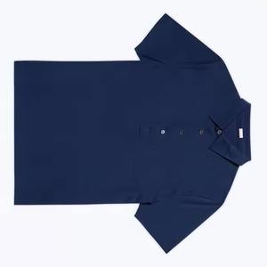 100% algodón para Polos con mangas cortas bordadas cuello levantado bolsillo delantero botón camisetas de punto - Product Image 3