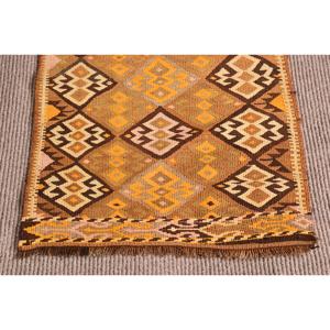 Kilim Turkish Rug, 1.9x3.1 ft Vintage Rug, <b>Brown</b> Polka dot <b>Wool</b> Rug - Product Image 5