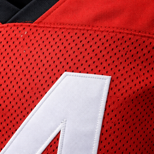 Ensemble d'uniformes de football américain personnalisés, maillot rouge et pantalon rembourré noir, kit d'équipe de football américain - Product Image 3