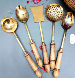 Premium Handcrafted Brass <b>Ladle</b> & Skimmer Set Traditional Kitchen Tools for Serving Frying & Straining Durable & Elegant Design - Product Image 3