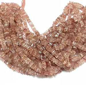 Cuentas Heishi Cuadradas de Cuarzo Fresa Natural, Cuentas de Virutas de Piedras Preciosas Naturales, Perforadas en el Centro - Product Image 3