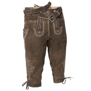 Lederhosen bavarois authentique pour hommes, cuir léger de couleur foncée, jambe droite avec genou long, taille moyenne, service OEM disponible - Product Image 6