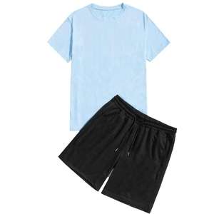 Traje elegante para hombre, Top de manga corta y pantalones cortos a juego para vacaciones de verano y conjunto de pantalones cortos de playa - Product Image 5