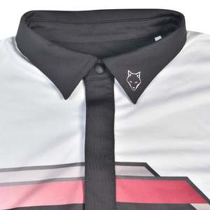 Veste de golf Handee à manches courtes rayée noir et blanc avec poignets roses - Product Image 3