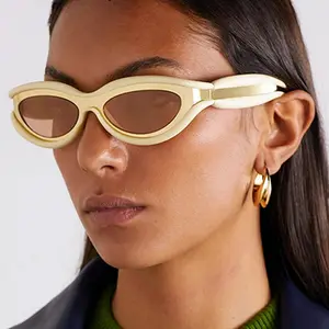 Óculos de sol UV400 Punk Cat Eye para mulheres, óculos de sol de tamanho pequeno para homens e mulheres, design de marca de luxo, 2024