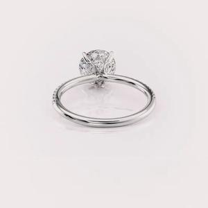 IGI Certified Round Cut Lab Grown Diamond Engagement Ring with Pave Band in <b>Solid</b> 925 Sterling <b>Silver</b> - Product Image 5