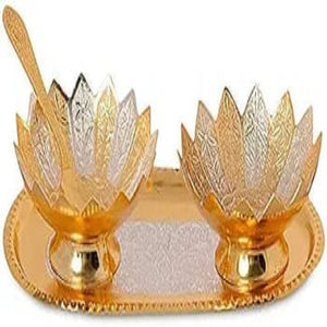 Silver Gold Eco-Friendly Gift Set-Customized Metal Bowl 4.7 X 8.8 X 2.36 Inch BPA Free for Parties - Product Image 4