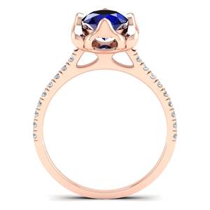 Bague de fiançailles REYES en or massif 14 carats de haute qualité pour femmes, saphir bleu taille brillant rond 1 carat, bijoux - Product Image 4
