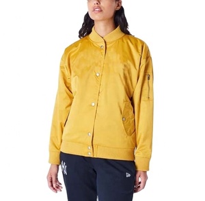 Chaqueta de satén de moda informal de último diseño, chaqueta universitaria de béisbol de talla grande para mujer, tela tejida transpirable para invierno, ropa universitaria - Product Image 1