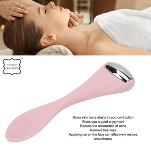 Wholesale plastic pink color handle and steel head <b>roller</b> Head Neck SPA <b>Massager</b> Jade Facial Massage <b>Roller</b> and Guasha - Product Image 6