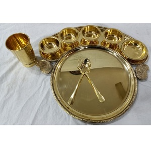 Desi Indians Pure Bronze Kansa Thali Set for Dining <b>Serving</b> Tableware Indian Traditional Desi Kansa Thali Plate Bowl <b>Spoon</b> Glass - Product Image 3