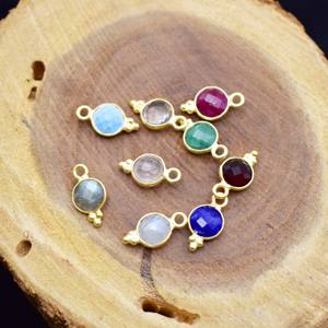 Charme rond en labradorite mini serti, pendentif de style Rawa, pierre précieuse facettée, pierre de naissance de février, bijoux délicats, cadeau pour elle - Product Image 5