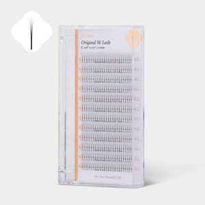 Cils préfabriqués éventailés W Lash (3D) 0.07 en fibre PBT coréenne de haute qualité, plats 6D CC LC DD Curl 7mm 25mm Mix Flat Lash - Product Image 1