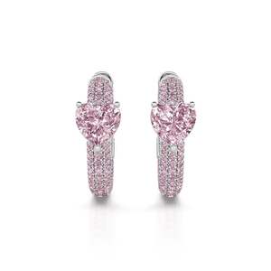 Pendientes de Aro de Plata de Ley con Corte Corazón y Circonita, Jeulia Enduring Radiance, para Fiesta - Product Image 2