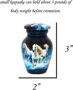 Urne funéraire souvenir de cheval avec sac en velours Petite urne funéraire pour cheval - Product Image 3