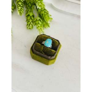 Southwest Kingman Turquoise & Sterling <b>Silver</b> Boho <b>Statement</b> <b>Ring</b> Emerald Cut Gemstone Size 7.5 for Everyday Wear - Product Image 3