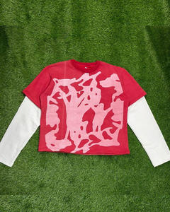 Camiseta de manga larga de doble capa informal de fabricantes personalizados para hombre, lavada y vintage de gran tamaño para un aspecto hecho de - Product Image 1