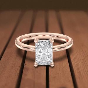 Anillo de compromiso de diamantes de moissanita de 2,10 quilates de corte radiante y redondo de quilates, hecho en plata para mujer - Product Image 3