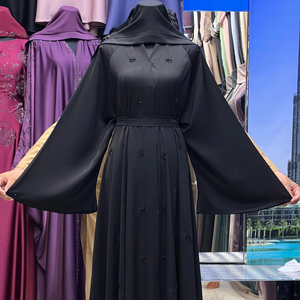 2025ใหม่ดูไบเสื้อผ้าอิสลามแบบดั้งเดิมสำหรับผู้หญิงอาบายาสีดำสวยจากซาอุดิอาระเบียผ้าอ่าวอุปกรณ์มุสลิม - Product Image 1