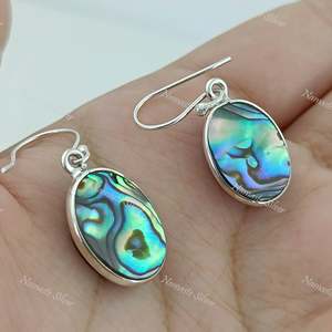 Handmade 925 Sterling Silver Dangle Earrings Blue Paua <b>Abalone</b> <b>Shell</b> Jewelry Natural Blue Color Fashionable Design - Product Image 1