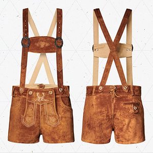 Pantalon en cuir pour femme, sur mesure, haute qualité, élégant, longueur moyenne, style traditionnel bavarois (Lederhosen Trachten) 2026 - Product Image 5