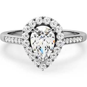 ห่วงยางสวมนิ้วทำจากเพชรรูปหัวใจและลูกแพร์พร้อมแหวนแต่งงานนิ้วเงิน925 - Product Image 2