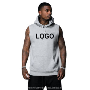 Sudadera sin mangas para hombre de alta calidad, sudadera ajustada para Fitness, Top con capucha para gimnasio, deporte, servicio OEM - Product Image 1