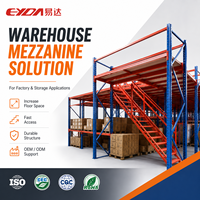 Système de rayonnage de mezzanine d'entrepôt, plateforme de stockage en acier robuste avec escalier, certifié ISO9001, protégé contre la corrosion pour usage industriel