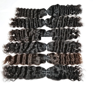 Extensiones de Cabello Humano Remy de Templo Indio 100% Natural, Virgen, Crudo, Ondulado Profundo, Color Negro, Doble Trama a Máquina - Product Image 4