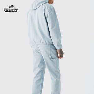 Sudadera con capucha extragrande para hombre, 100% algodón de alto gramaje, con corte holgado y teñido liso, de mezclilla teñida, fabricada a medida por OEM - Product Image 2