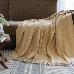 Hot Selling Bohemian Style Texture Woven Eco-Friendly Cotton <b>Throw</b> Yellow Warm Home Decor Blanket Available at Factory Price - Product Image 3