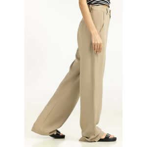 Pantalon large pour femme WM-TRC-SS24-026 en tissu crêpe anti-plis et respirant, taille mi-haute, manches longues, motif formel - Product Image 2