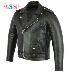 Alta mejor venta caliente clásico Brando hombres de cuero genuino Stand Collar chaqueta impermeable negro marrón - Product Image 2
