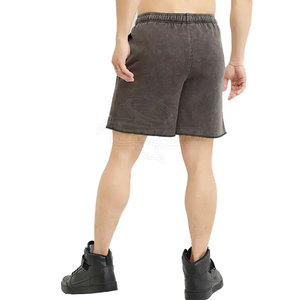 Pantalones cortos de lavado ácido de Color sólido para hombre, diseño personalizado con cintura elástica, método de tejido, tipo de cintura media - Product Image 2