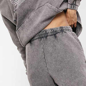 Pantalones de chándal para hombre de algodón personalizados, con efecto apilado, de felpa, con dobladillo de corte a filo, lavado ácido, efecto desgastado por el sol, corte acampanado, formales, de cintura alta y con cordón - Product Image 6