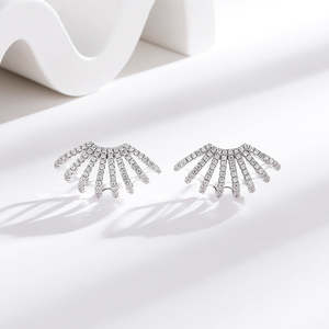 18K Gold <b>Cuff</b> <b>Earrings</b> Genuine Crystal Zinc Alloy Elegant <b>Cuff</b> Style - Product Image 5