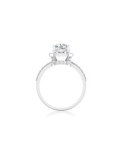 1.5ct Lab Grown Diamond <b>Cushion</b> and Round Shape Solitaire Halo with Accent Engagement <b>Ring</b> E VS Clarity in 14K White Gold - Product Image 3