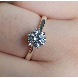 Handmade Six-Prong Cubic Zirconia <b>Solitaire</b> <b>Ring</b> in Sterling <b>Silver</b> Birthday Anniversary or Bridesmaid Gift - Product Image 2