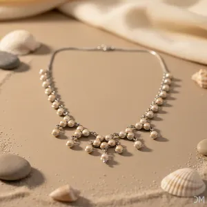 สร้อยคอไข่มุกเงินหรูหราสำหรับผู้หญิงของขวัญที่สมบูรณ์แบบ - Product Image 1